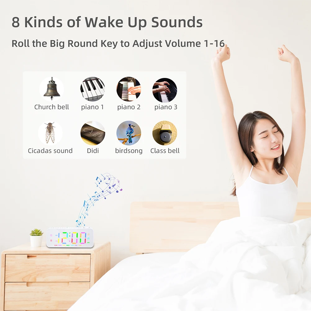 

LED Large Digital Alarm Clock White Phone Charging Radio Clock Radio for Bedroom Decor Safe Durable Design Clocks