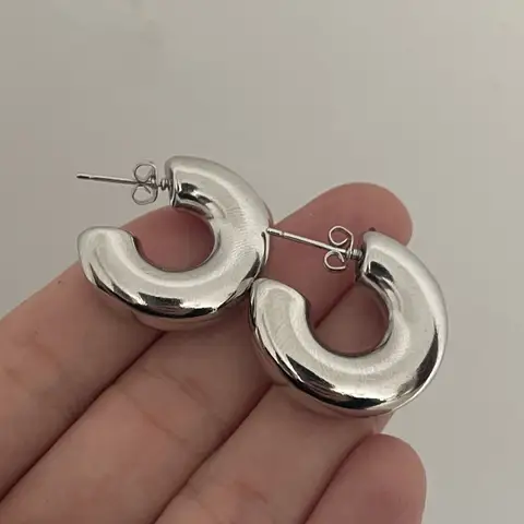여성을위한 925 스털링 실버 귀걸이 유행 간단한 무거운 원형 귀걸이 쥬얼리 알레르기 방지 파티 크리스마스 액세서리