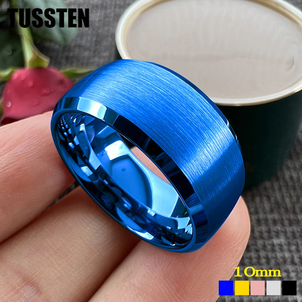 

TUSSTEN 10MM Classic Men Forever Ring Tungsten Wedding Band Domed Brushed Finish Comfort Fit