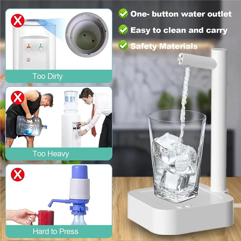 

Water Dispenser Intelligent 6 Levels Water Dispenser for 5 Gallon Bottle&Universal Bottles Portable Desktop Water Pump-A