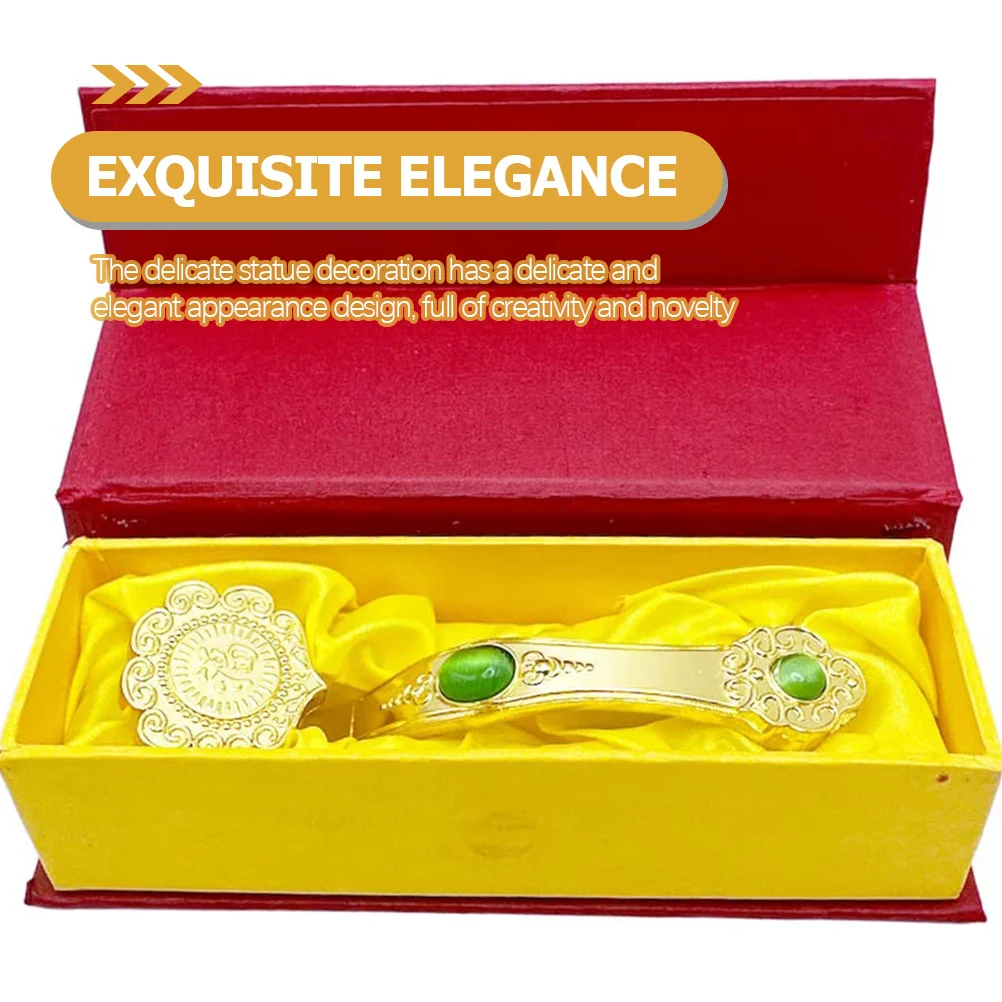 

Golden Ruyi Decoration Plastic Desktop Ornament For Home Office Feng Shui Lucky Executive Gift Chinese Style Home Decor