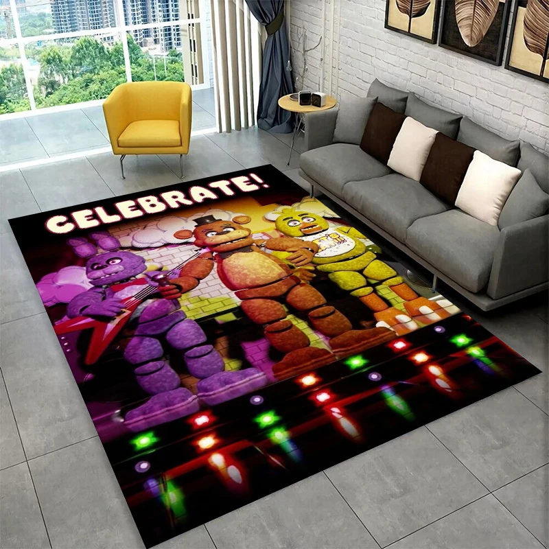 Klassischer F-FNAF Horror-Spiel-Freddy-Teppich für Spielzimmer, Schlafzimmer, Wohnzimmer, Sofa, Heimdekoration, Kinderteppich, rutschfeste Bodenmatte