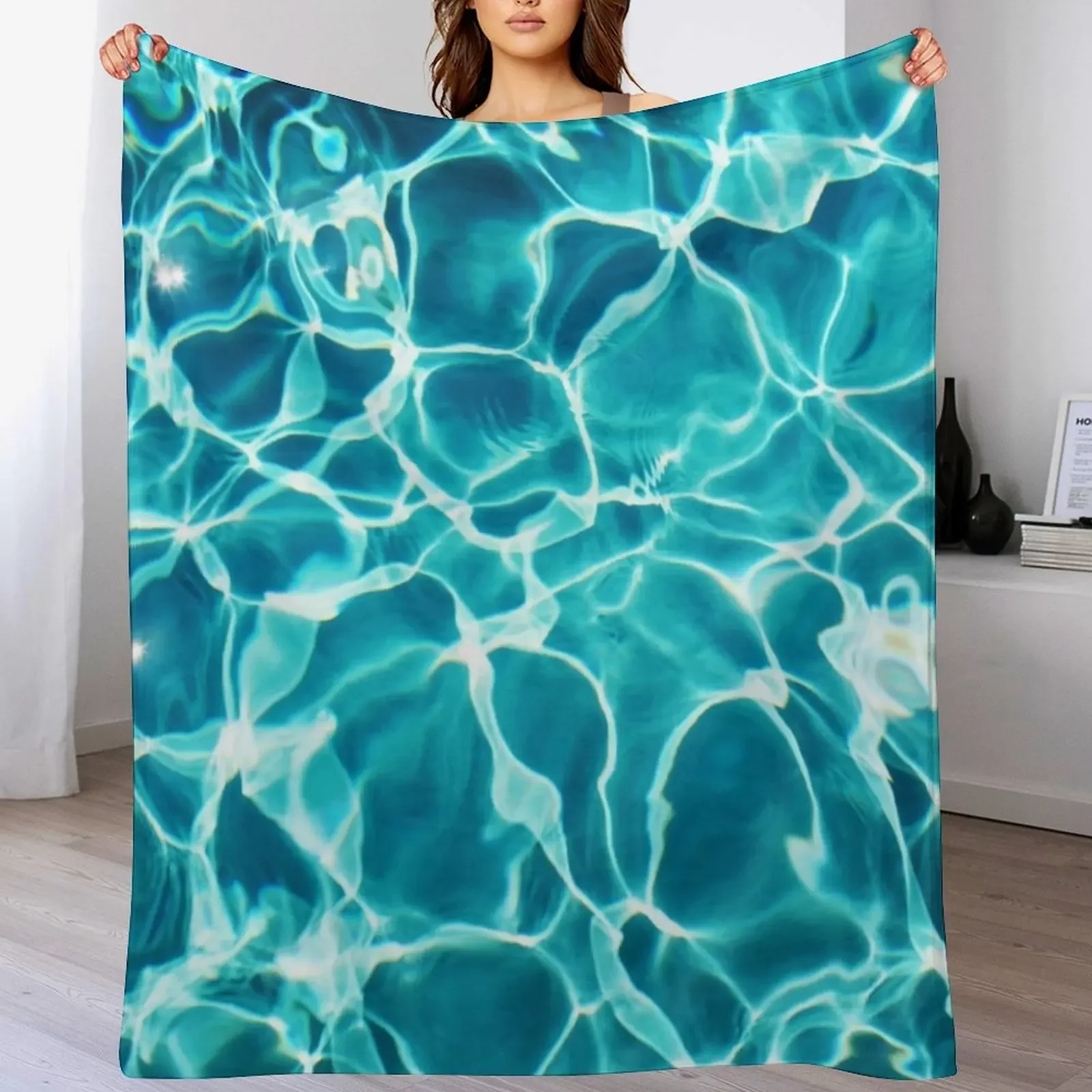 Turquoise Water -Aqua Blue -Ripples Throw Blanket Retros Luxury Brand Large Blankets