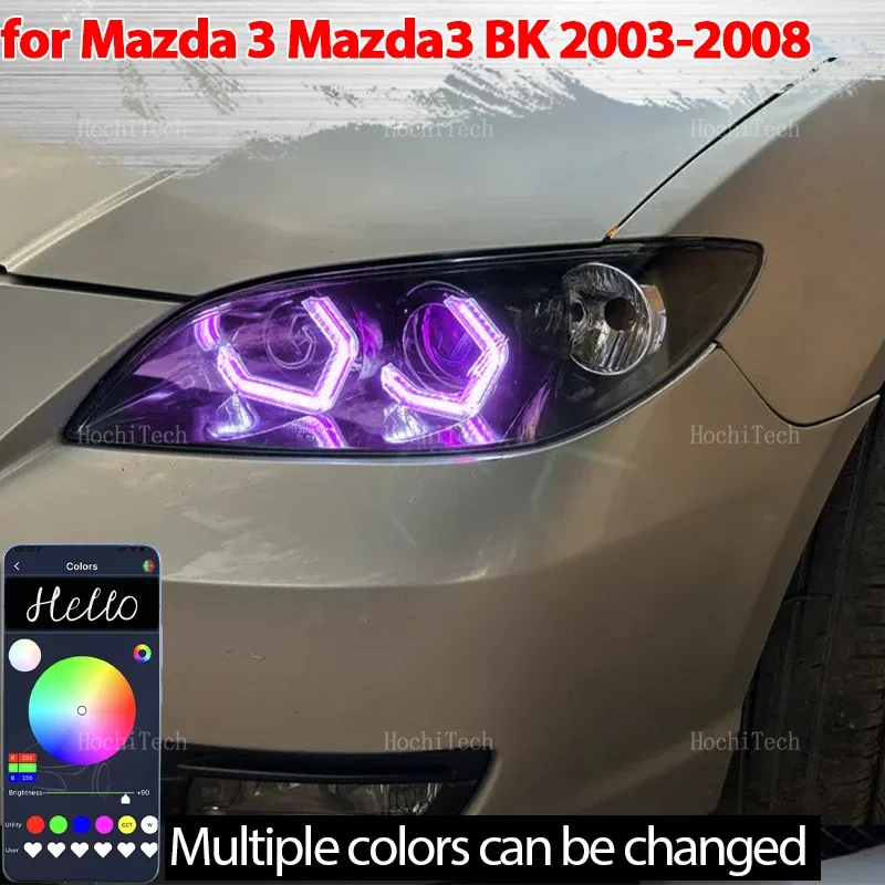 

multi-colored Ring Angel Eyes RGB M4 Style LED App control for Mazda 3 Mazda3 BK sedan hatchback 2003-2008