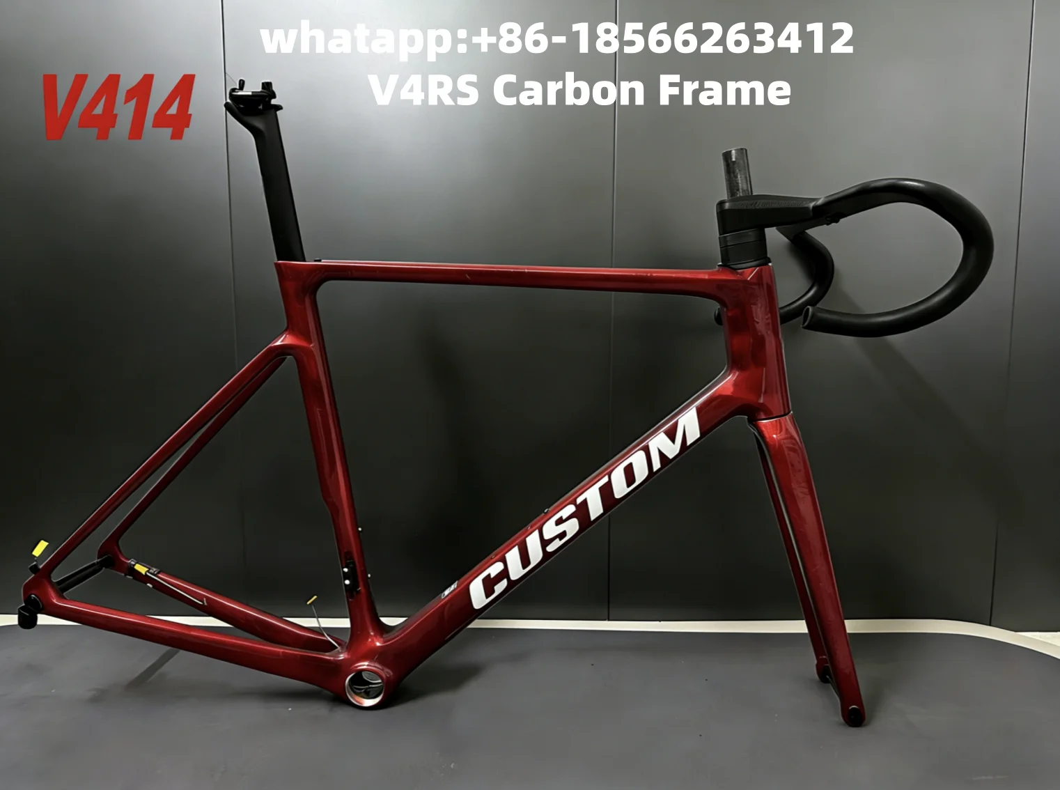 

V4RS Carbon Frameset V5RS Road Bicycle Framewith Integrated Handlebar Disc Brakes DIY Logo+Color 42,45.5,48.5,51,53,55,57cm