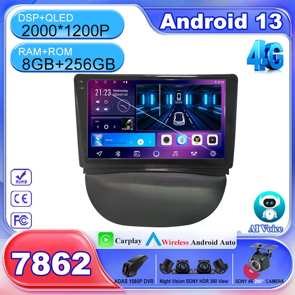 

Android 13 для renault combo 2009 2010 2011 2012, автомобильный Dvd-плеер, автомобильное радио, 5G, Wi-Fi, стерео, мультимедийный плеер, GPS-навигация, ЦП, HDR, QLED