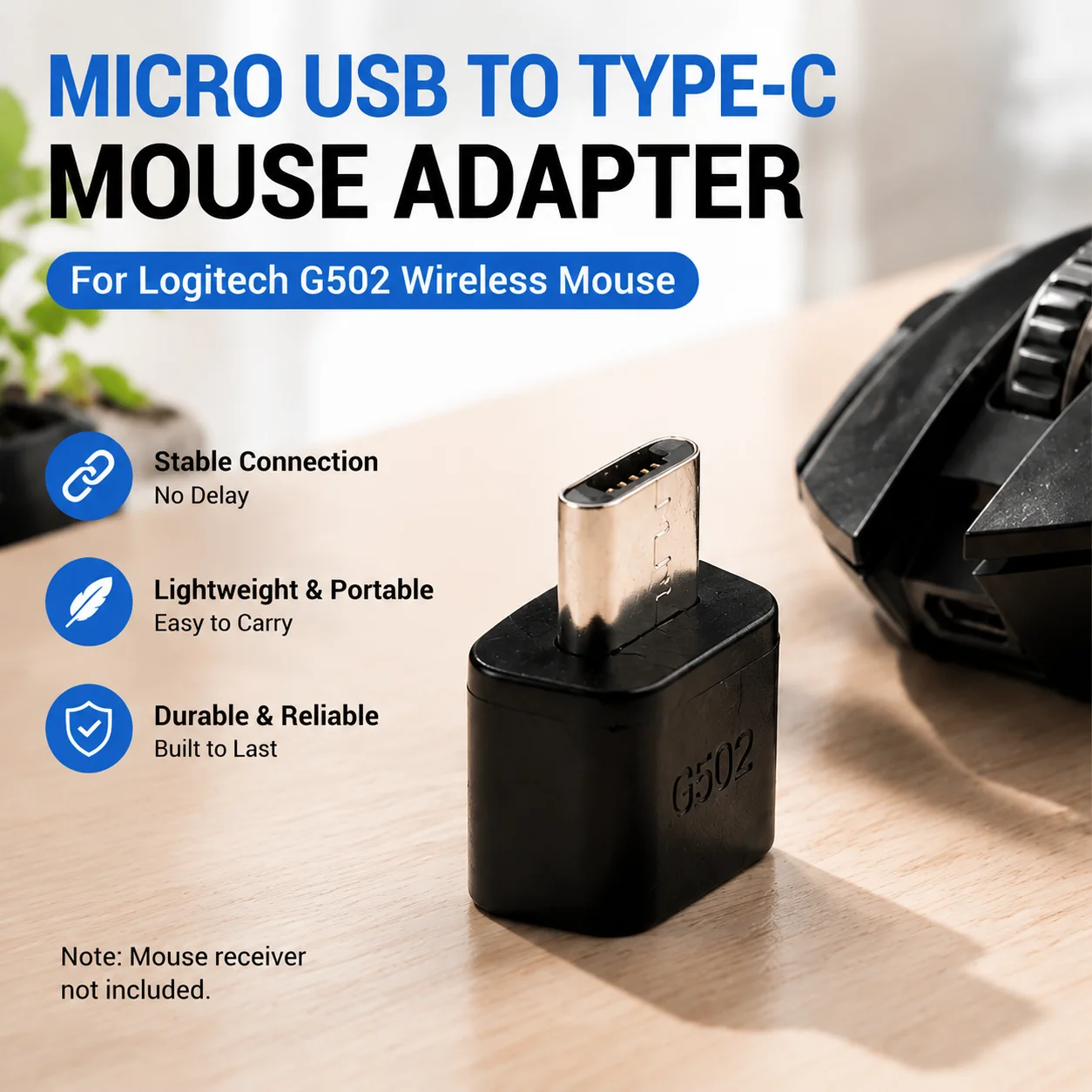 อะแดปเตอร์แปลงจากไมโครยูเอสบีห - Logitech Mouse G502 บทวิจารณ์และราคา