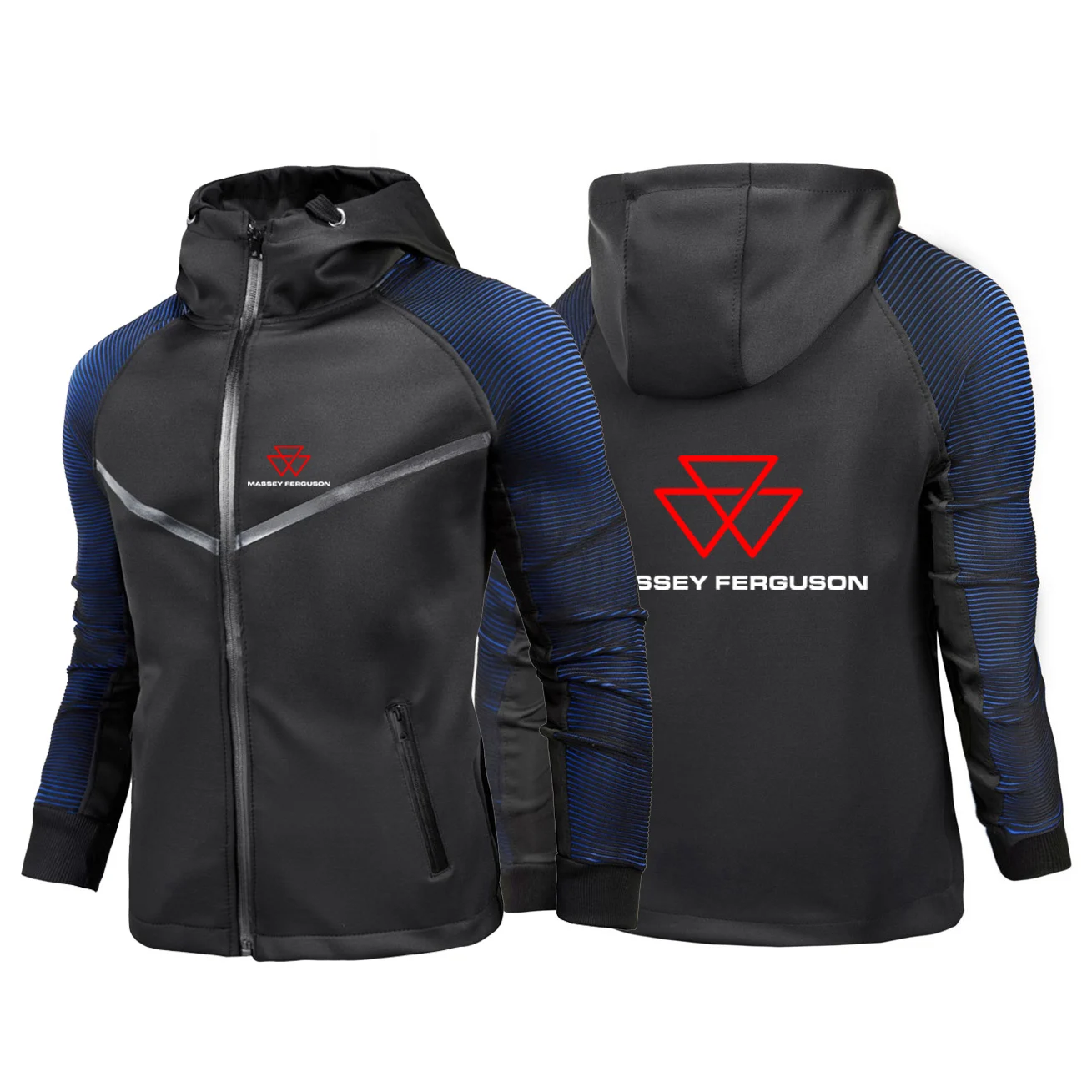 

2025 Spring Autumn Men's Massey Ferguson Logo Print New Type Racer Jacket High Quality Military Coat Zipper Hooded Hoodies