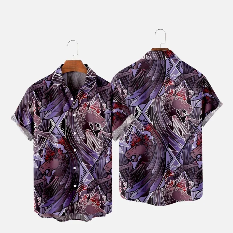 

Men's Fashion Summer T-Shirts Hawaiian Skull Demon 3d Print Cozy Casual One Button Shirts Short Sleeve Beach Oversized Shirts 4