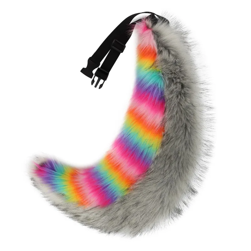 

Tail Cosplay Props Plush Tail Rainbow Beast Tail Dress Up Wolf Accessories