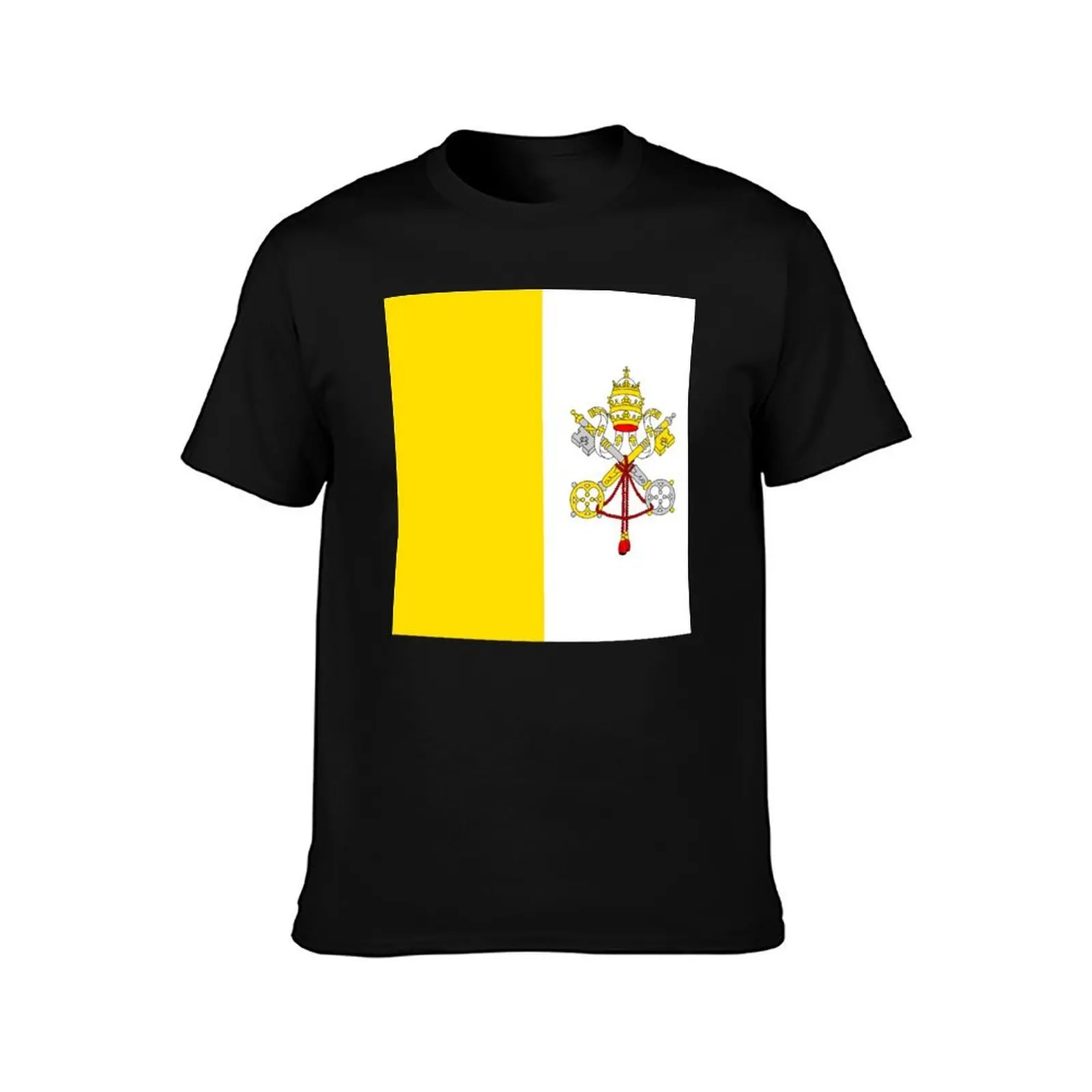 Vatican City flag T-Shirt, Summer Casual Cotton Tee, Oversized Streetwear Tops, Vintage Graphic Print, Loose Fit Short Sleeve