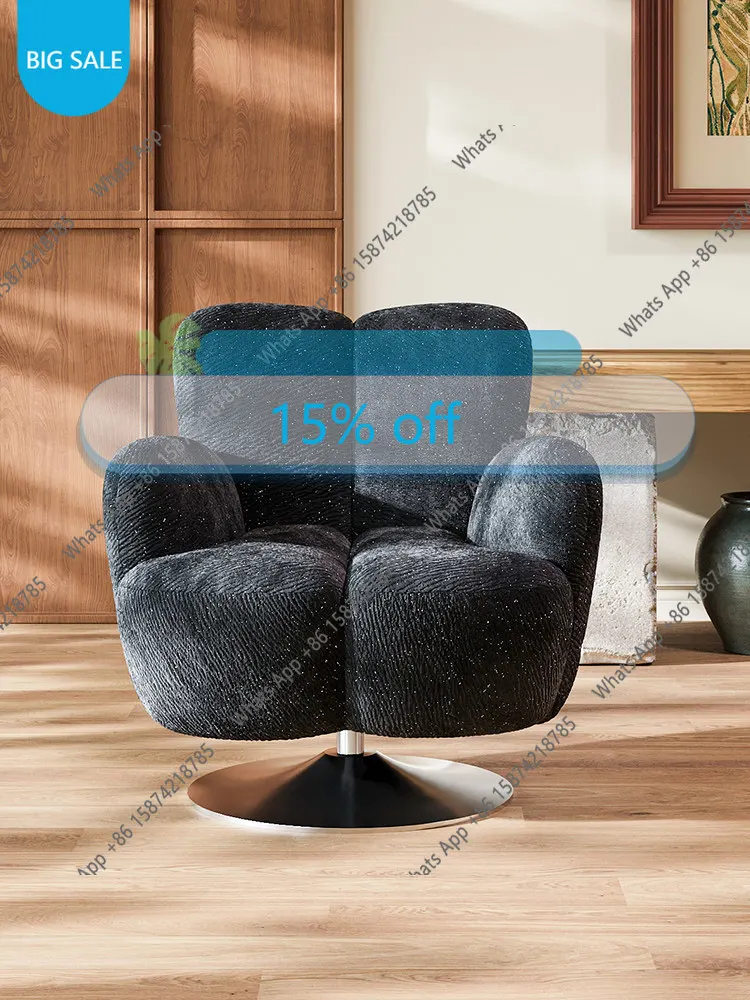

Yy Italian Light Luxury Rotating Single Sofa Chair Designer Living Room Leisure Chair High-end Bedroom Study Computer Chair