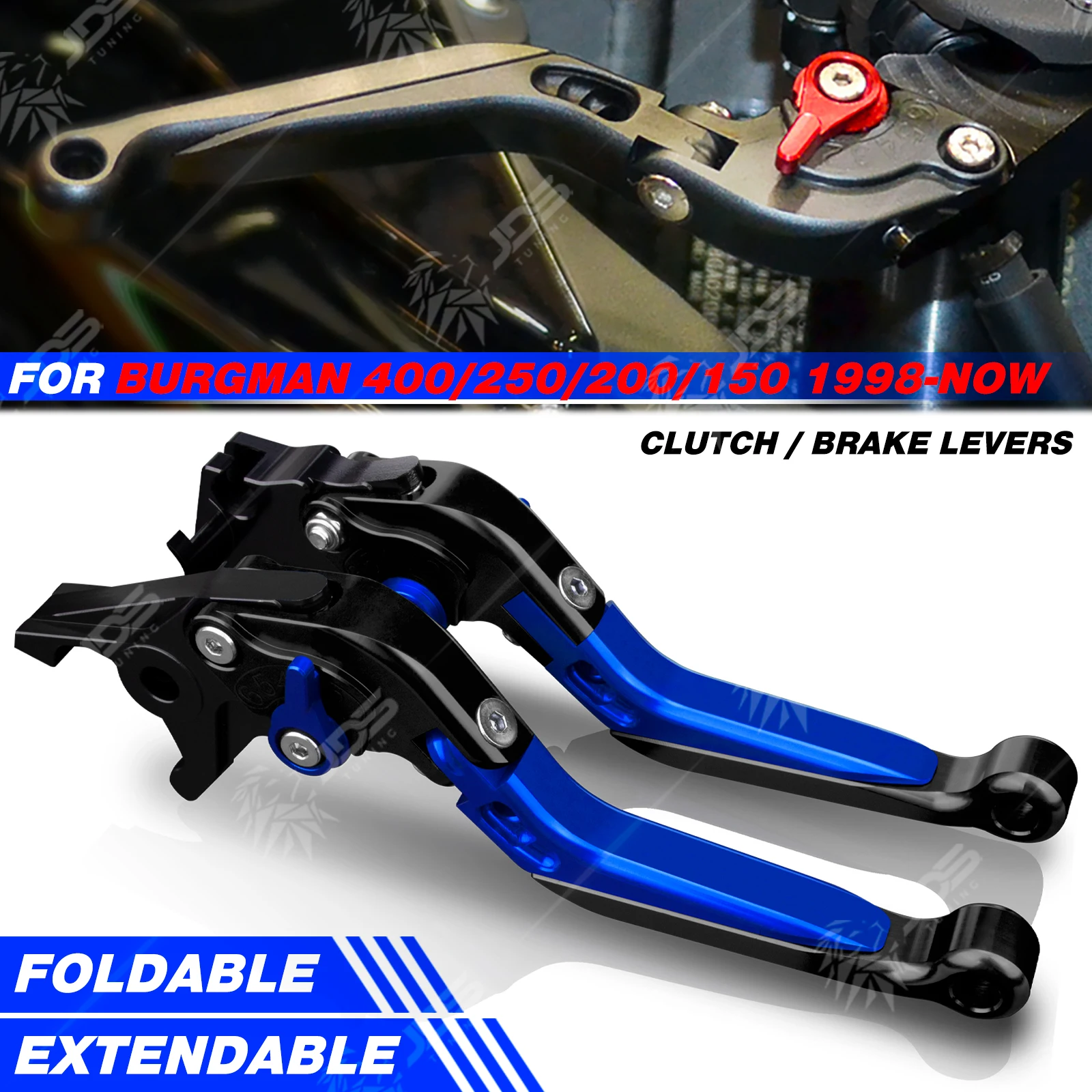 JDSTUNING For Suzuki BURGMAN 400/250/200/150 1998-NOW Clutch Lever Brake Lever Set Foldable Adjustable Handle Levers Accessories