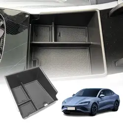 For BYD Seal 2022 Car Console Armrest Storage 3 Compartments Center Console Storage Box Tray Holder Armrest Organizer For BYD