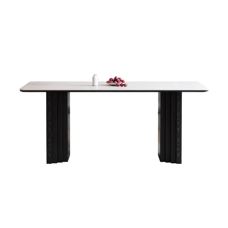 

Living room household ash wood rock slab solid wood antique rectangular dining table and chairs