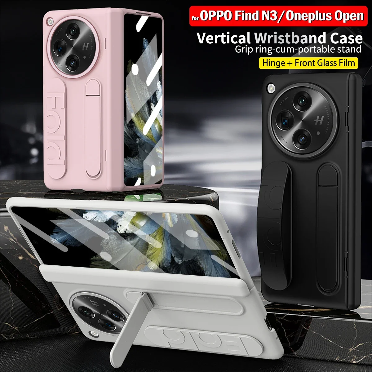 Hinge Funda for OPPO Find N3 oneplus open Case Wristband Wrist Strap Stand Front Screen Glass Protection Plastic Cover Capa