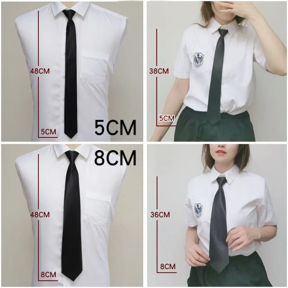 2024 Unisex Uniform Black Tie Simple Matte Suit Zipper Neckties No-tie Clip on Lazy Neck Ties Women