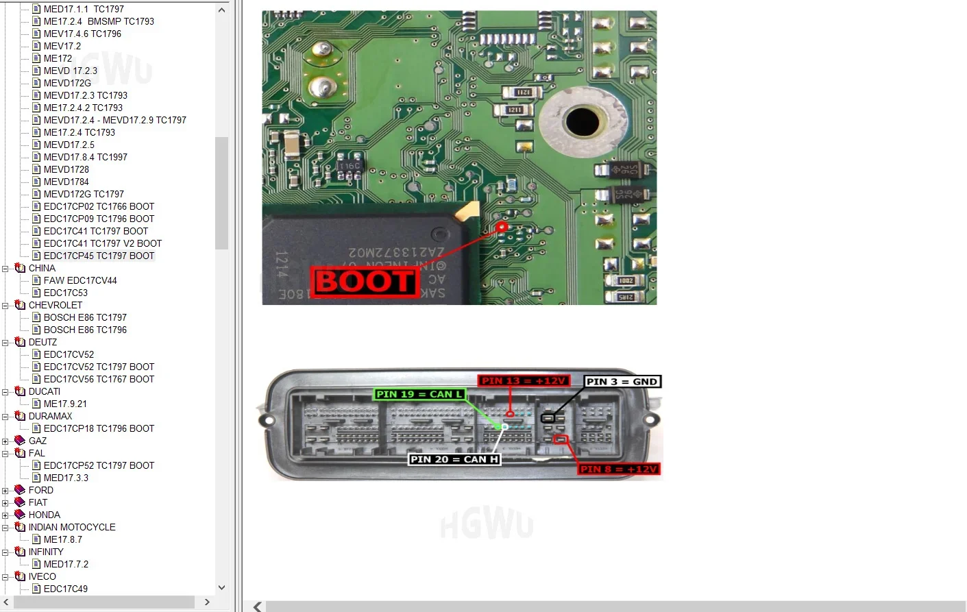 Ecu Connections Guide Ecu Pin Outs Software Boot Ecu PinOuts Connections To Control Unit for Working with The Bench and Boot