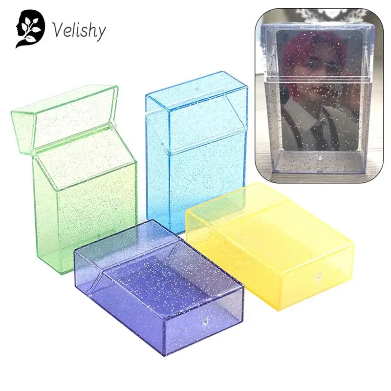 3 Inch Transparent Storage Box Kawaii Stationery Blingbling Photo Card Holder Box Case Container Idol Albumes Photo Storage Box