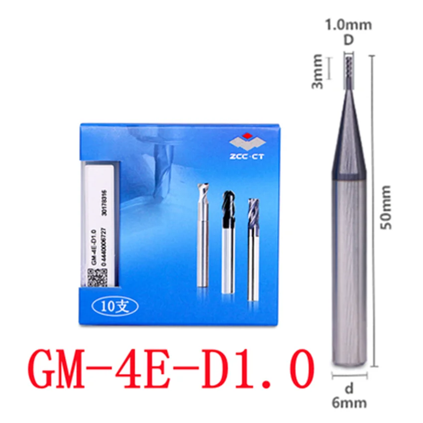 GM-4E-D1.0 ZCC.CT CNC 4 枚刃フラットヘッドタングステン鋼エンドミル GM-4E 45 °   4枚刃フラットエンドミル Φ1.0*6.0*3*50 4Tエンドミル
