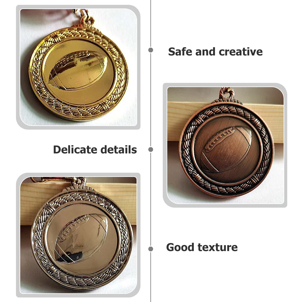 3 Pcs Rugby Sports Decor Children Medals Top Kids Alloy Award Accessory Travel Creative