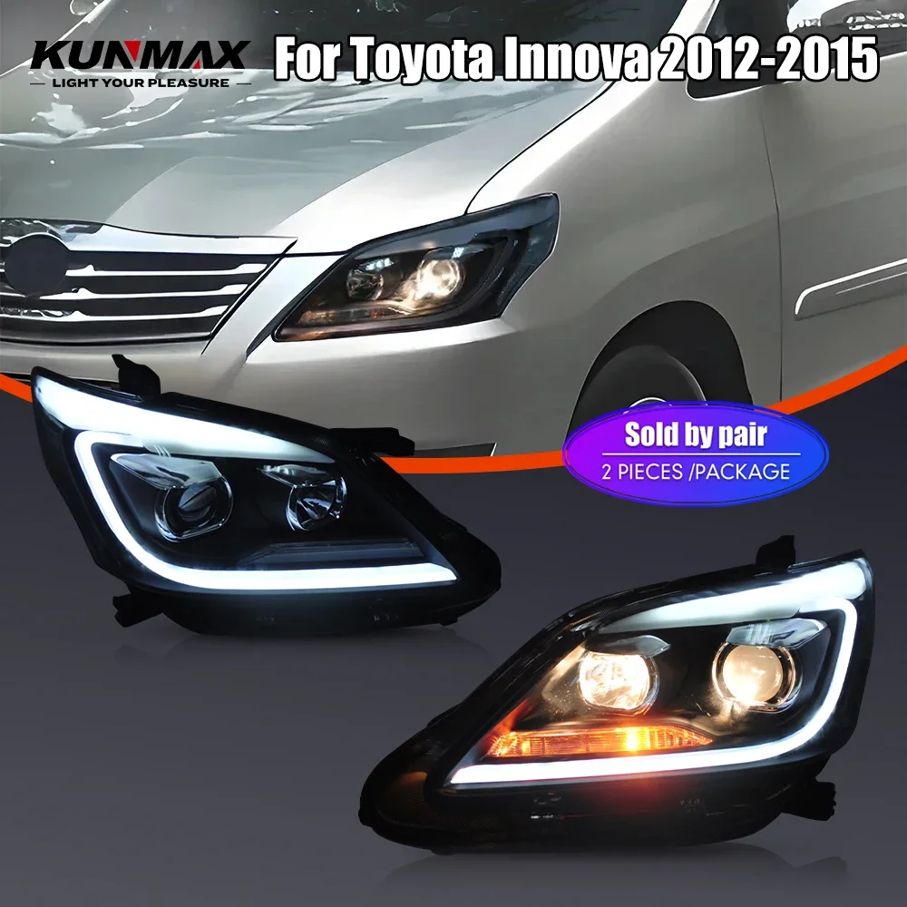 

Pair Of LED Car Headlight Assembly For Toyota Innova 2012-2015 Front Head Lamp DRL Turning Signal Headlights Plug and Play