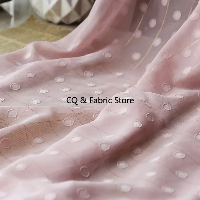 جديد تنفس الشيفون قطع زهرة النسيج السويسري نقطة الذهب سلك شعرية الجاكار النسيج DIY بها بنفسك السيدات فستان قميص