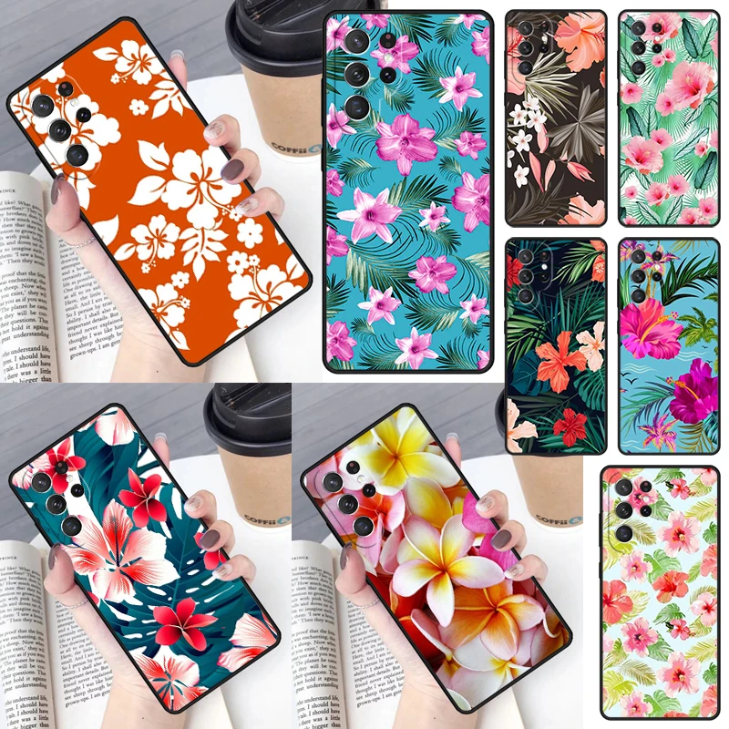 Tropical Paradise Hawaiian Flower Cover For Samsung Galaxy S23 Ultra S22 S20 S21 FE S8 S9 S10 Plus Note 10 20 Ultra phone Case