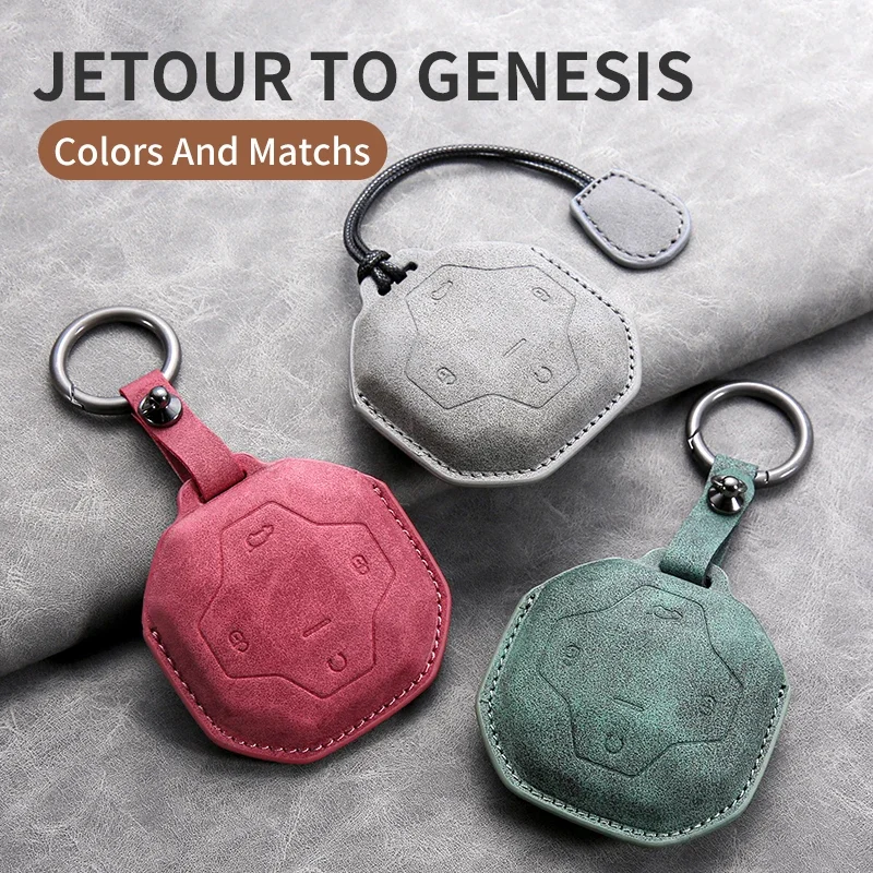 

Leather Car Key Case Cover for Chery Jetour To Genesis Traveller T2 X90 X70 X95 DASHING X-1 Plus DTC L9 Car Key Shell Keychain