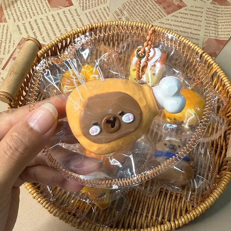 Capybara Food Series Squishy Keychain Cartoon Slow Rising Squeeze Toy Kawaii Bread Donut Chicken Leg Sensory Fidget Toy