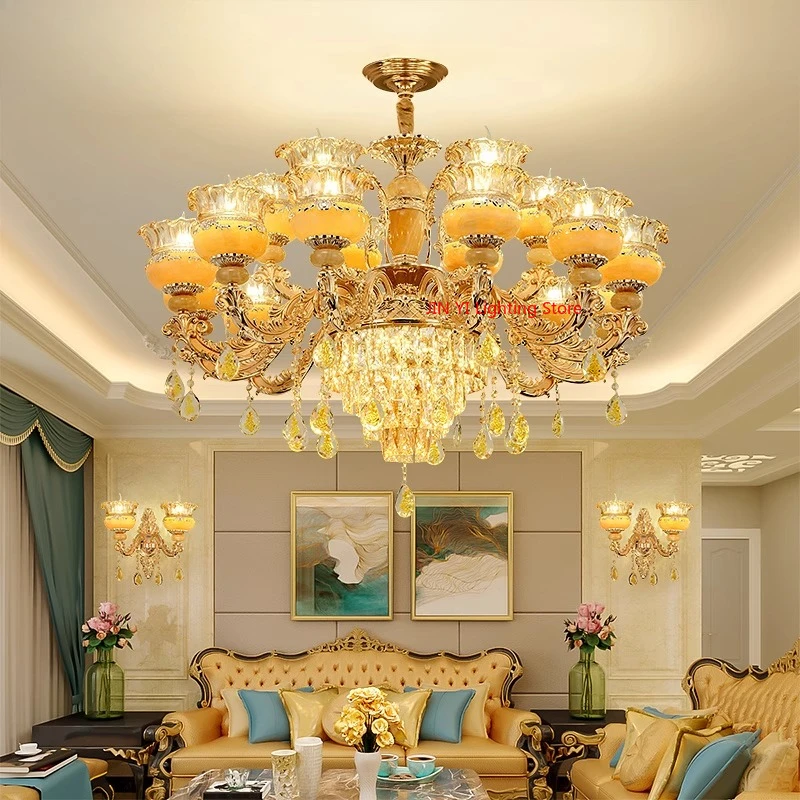 New Crystal Ceiling Chandeliers Household  Hanging Lamps Villas High-end Whole House Fixtures Decor Including Light Bulbs