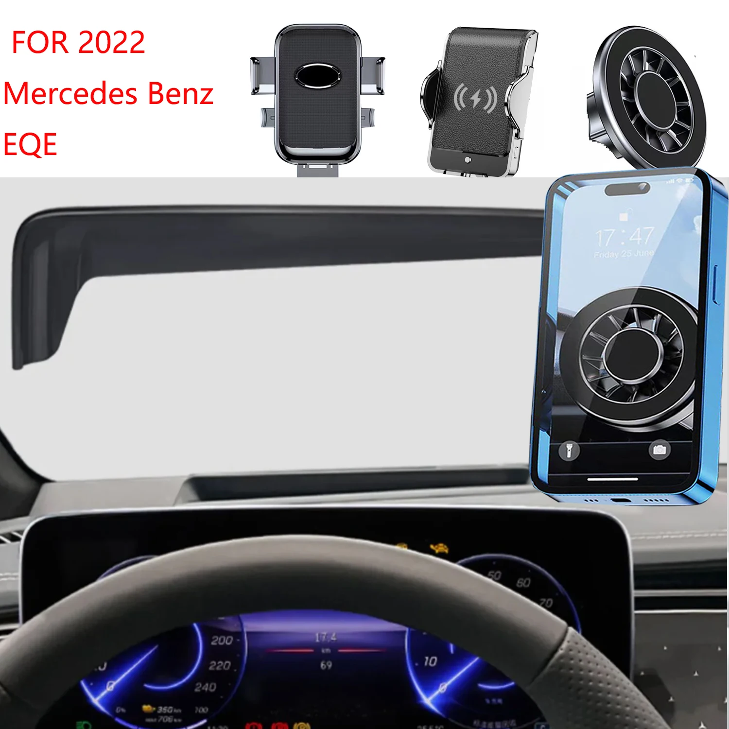 For 2022 Mercedes Benz EQE Magnetic Car Phone Holder GPS Screen Fixed Fast Wireless Charging Mobile Phone Mount Accessories