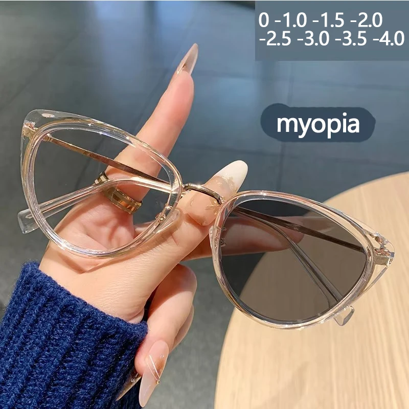 Cat-eye Glass Frame For Women - Compatible With Progressive Anti-blue Light Lenses For Color-changing Myopia Glasses 6004-1