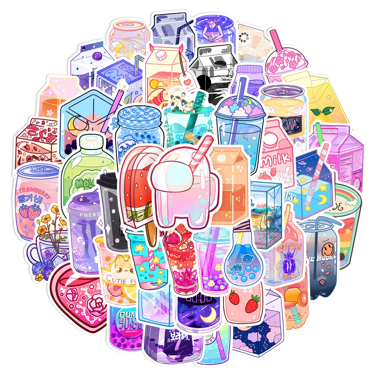 10/25/50pcs Ins Style Cute Drink Cup Graffiti Stickers for DIY Scrapbook Travel Luggage Water Bottle Guitar Laptop Pad phone