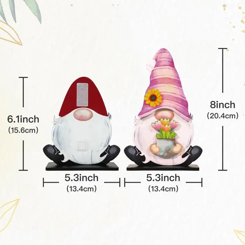 Christmas Cute Cartoon Dwarf Design Wooden Table Decoration,Gnome Shaped Wooden Table Decor with 12 Sets Changeable Velcro Icons