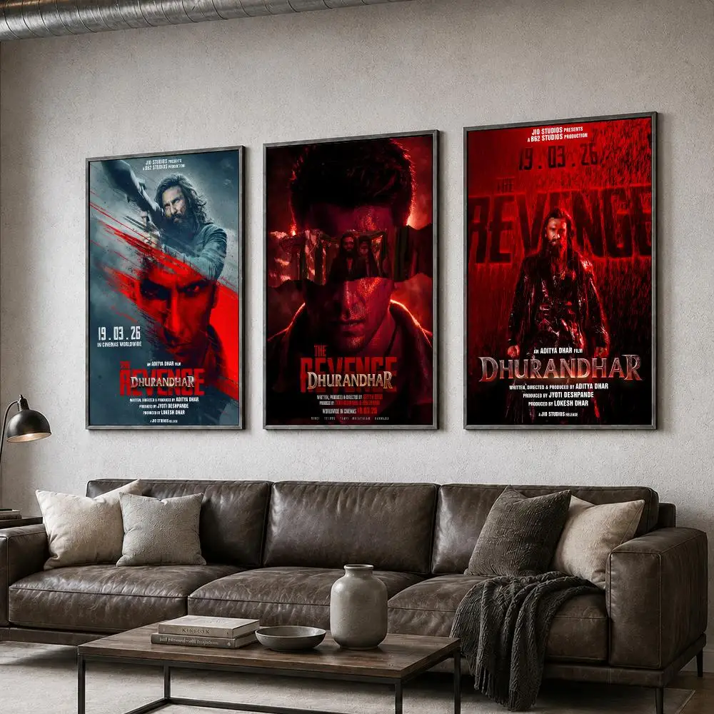Film Dhurandhar Revenge Ranveer Spy Poster  PP Self Adhesive Home Garage Dorm Bar Wall Decor Aesthetic Retro Gift