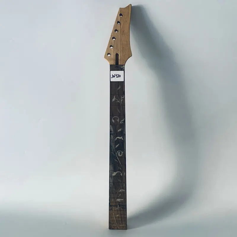 

jN520 24 Frets 6 String Electric Guitar Neck Maple+Rosewood Floyd Rose Style Unfinished No Frets with Tree of Life Inlay