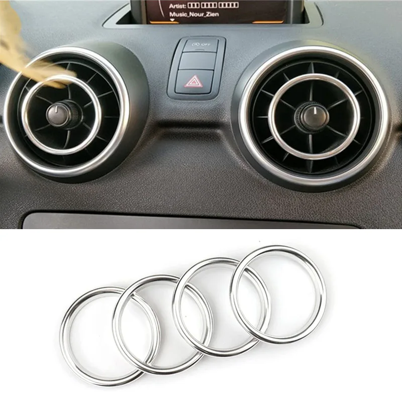 Aluminium Alloy Car Styling Accessories  Instrument Panel AC Air outlet Inner Decoration Ring Fit For Audi A1 2014-2017