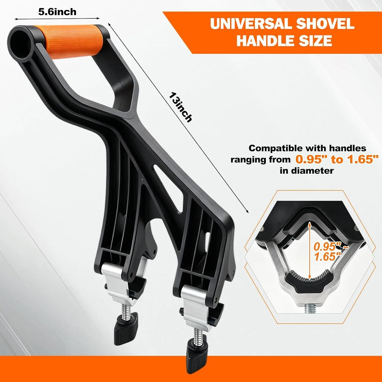 Upgraded Shovel Handle Extension Ergonomic Weed Trimmer Handle Attachment Universal Fit for Weed Trimmers and More Yard Tools