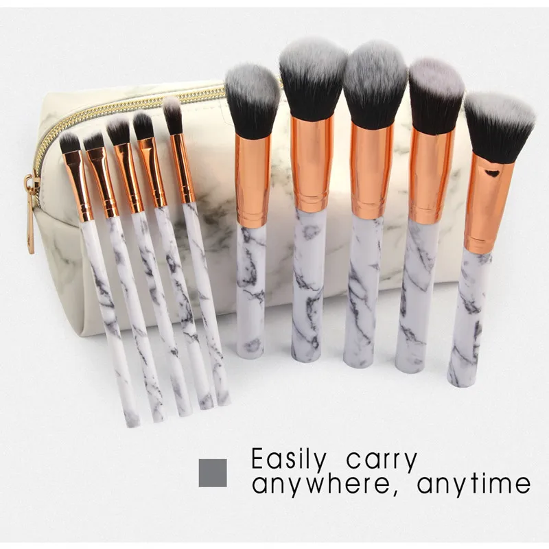 Makeup Bag Makeup Brush Pouch Cosmetic Organizer Travel Holder Storage Brush Case Marbling PU Leather Waterproof Wash Package