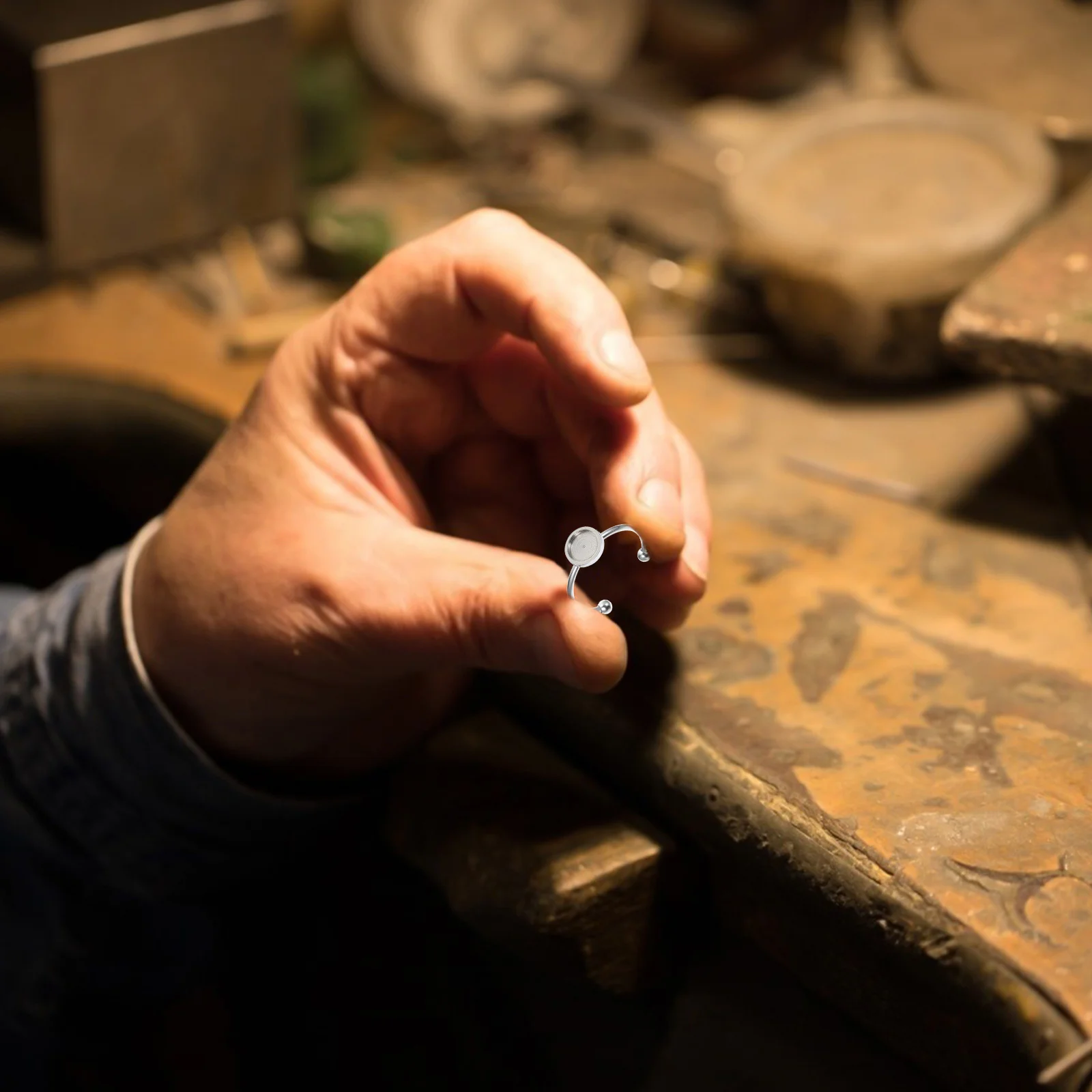 10 Pcs Knuckle Polishing Ring Setting Rings Bezels for DIY Stainless Steel Bracelets