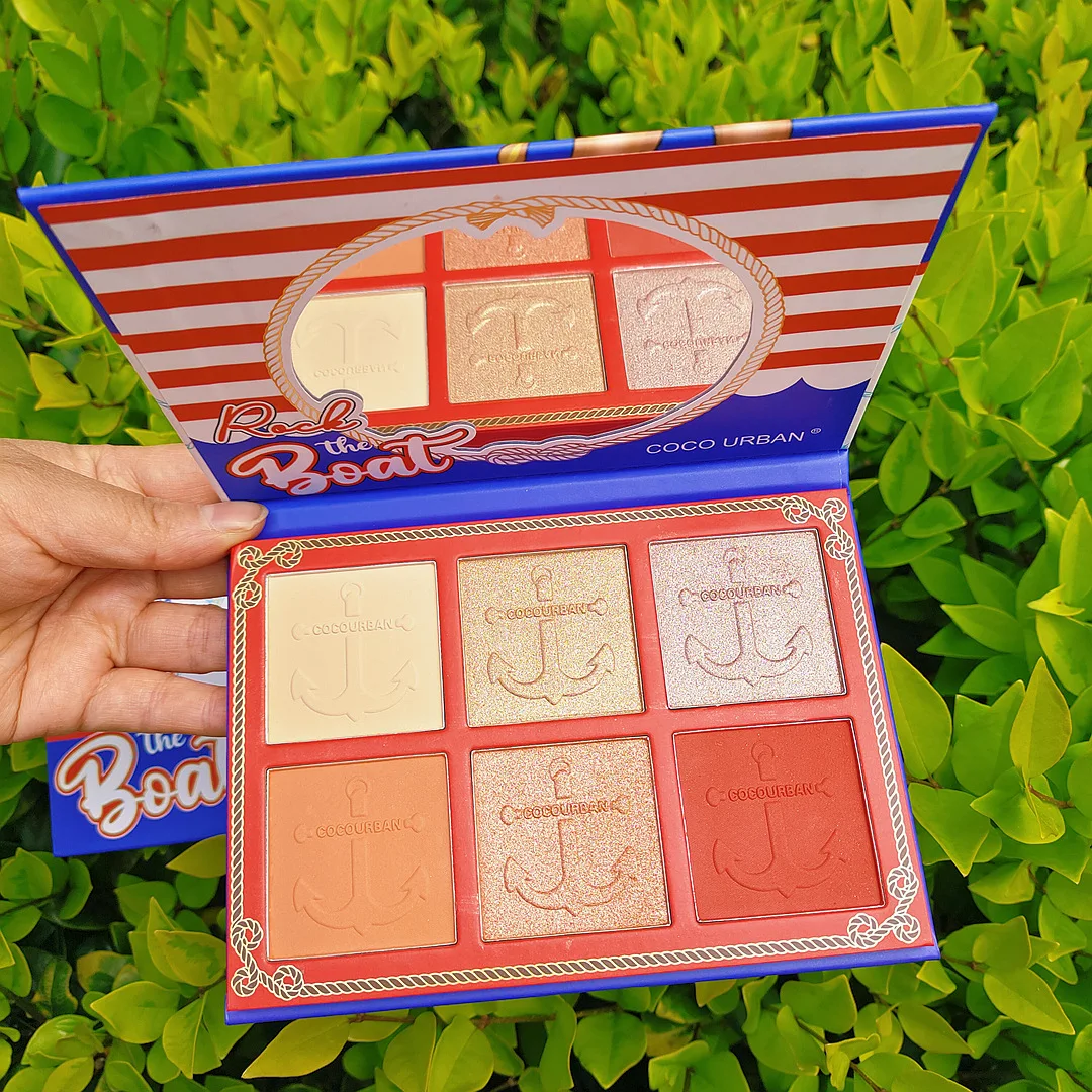 New 6-color Navy sailor multi-functional grooming high-gloss blush integrated makeup disc pearlescent high-gloss matte