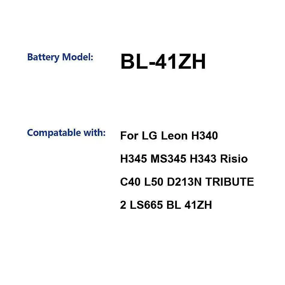 

Надежная замена для LG Leon H340 H345 MS345 H343 Risio C40 L50 D213N Tribute 2 LS665 BL-41ZH Аккумулятор для мобильного телефона 1900 мАч