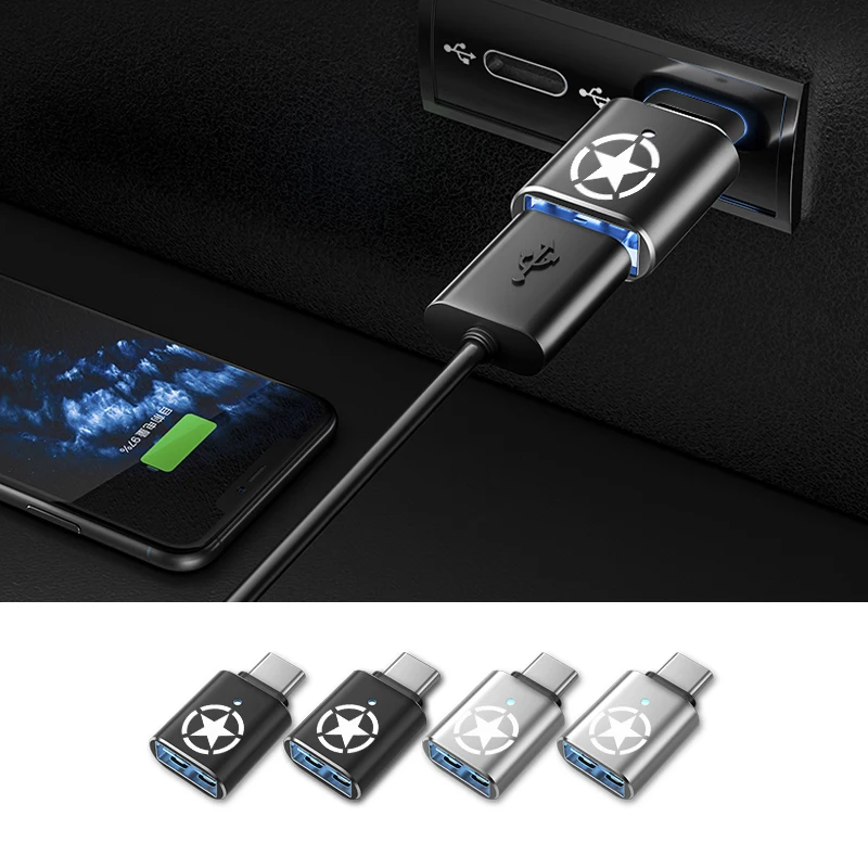 Conversor usb de carro para tipo c, ferramenta adaptadora de carregador de telefone para jeep grand cherokee compass patriot renegado wrangler liberty