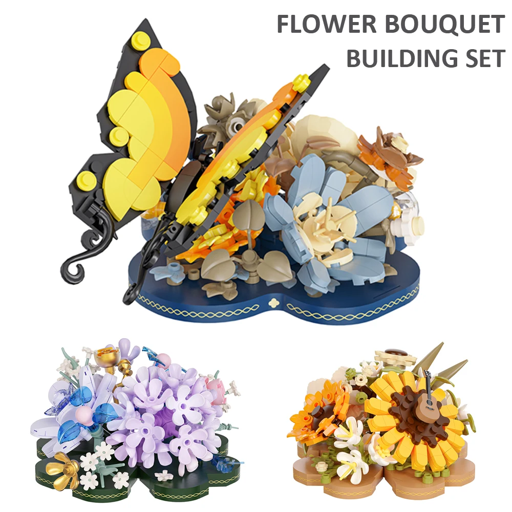 

Colorful Flower Building Block Set, Mini Simulated Flower Potted Plant, Plastic DIY Home Decor Plant Theme Building Block Toy