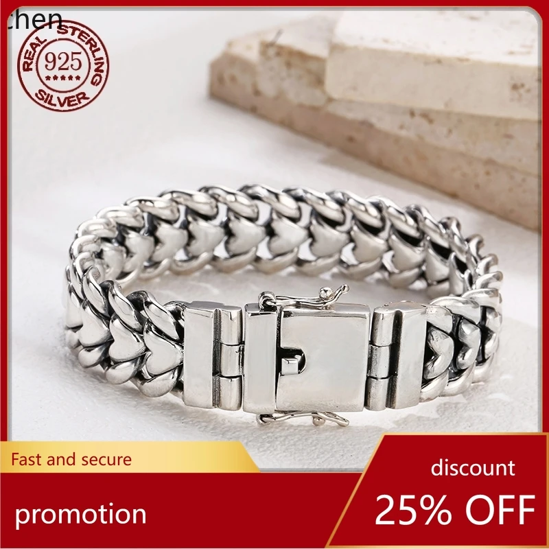 

YFY sterling silver bracelet men's fashion punk personality European and American hip hop men
