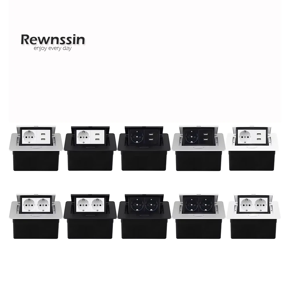 EU Socket Desktop Socket With Dual USB Connectors And Type-C Interface Socket  Desktop Pop-up Socket Hidden Socket 16A 250V