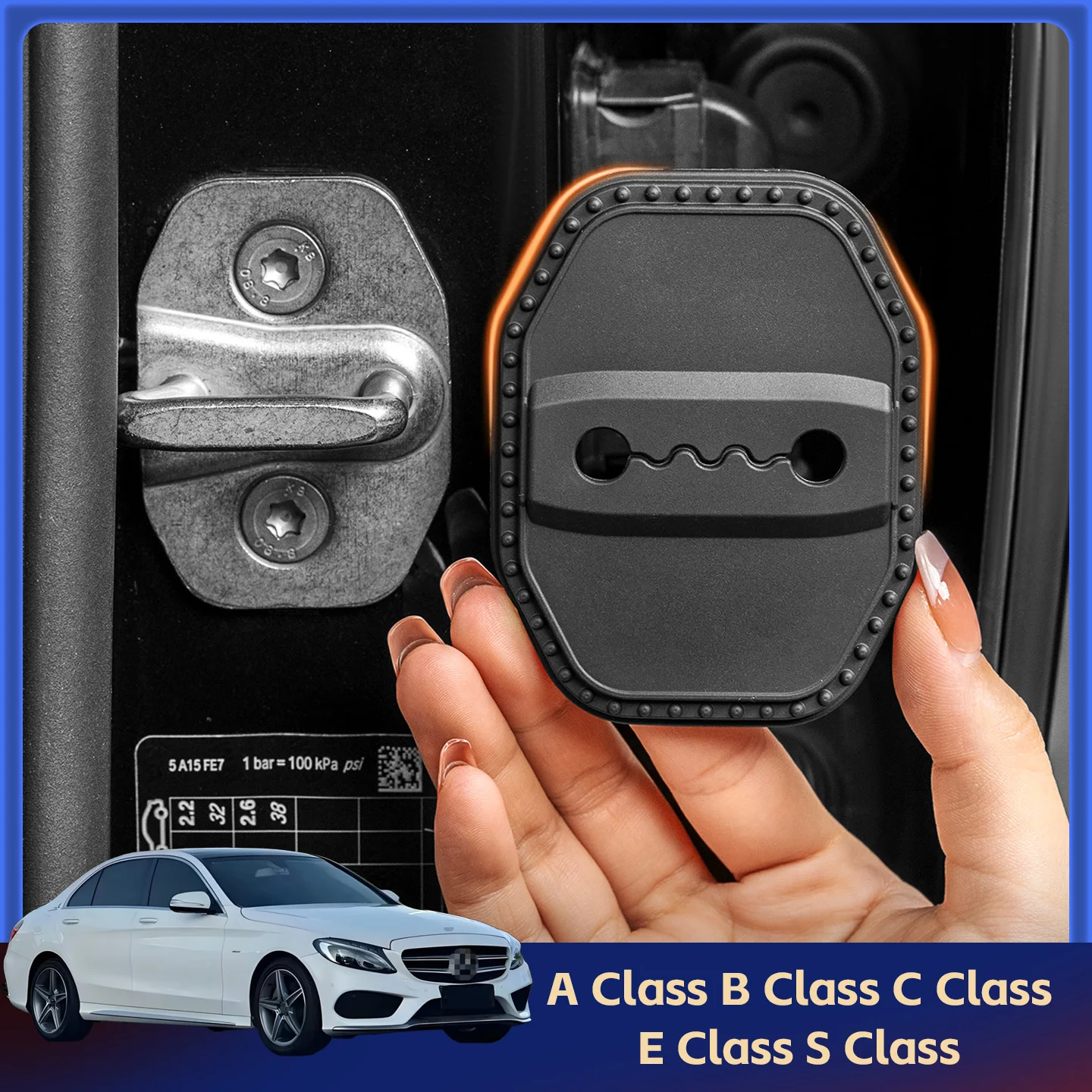 

2/4Pcs Silicone Car Door Lock Cover Protective Decoration Case For Mercedes-Benz A Class B Class C Class E Class S Class