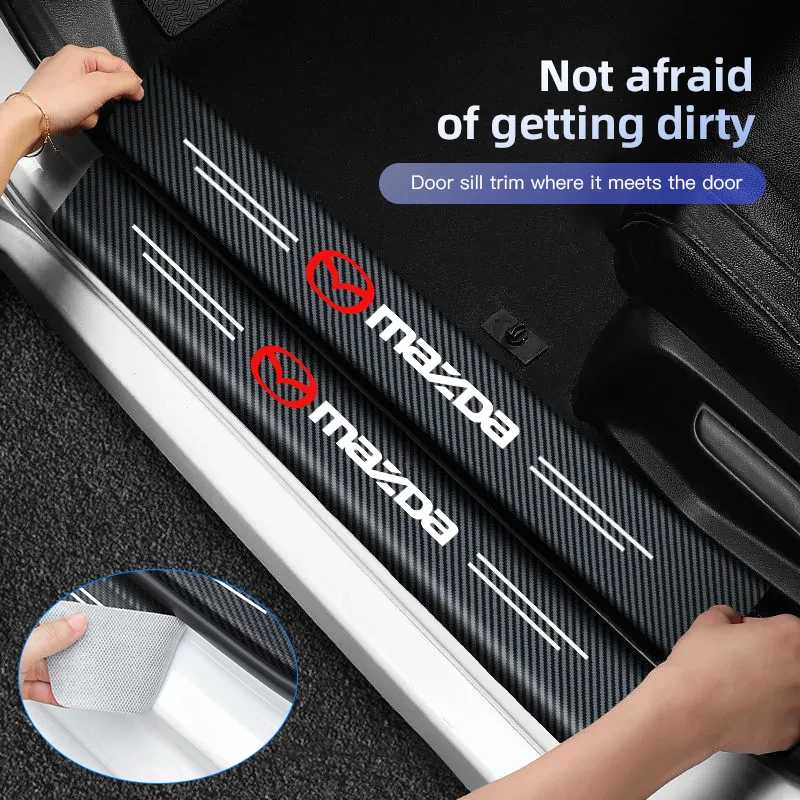 

1/4/5Pcs Car Door Sill Protector Strip Anti-Scratch Sticker Valve Cap For Mazda 3 6 5 2 CX-5 CX-30 CX-50 CX-90 CX-8 BT-50 CX-70