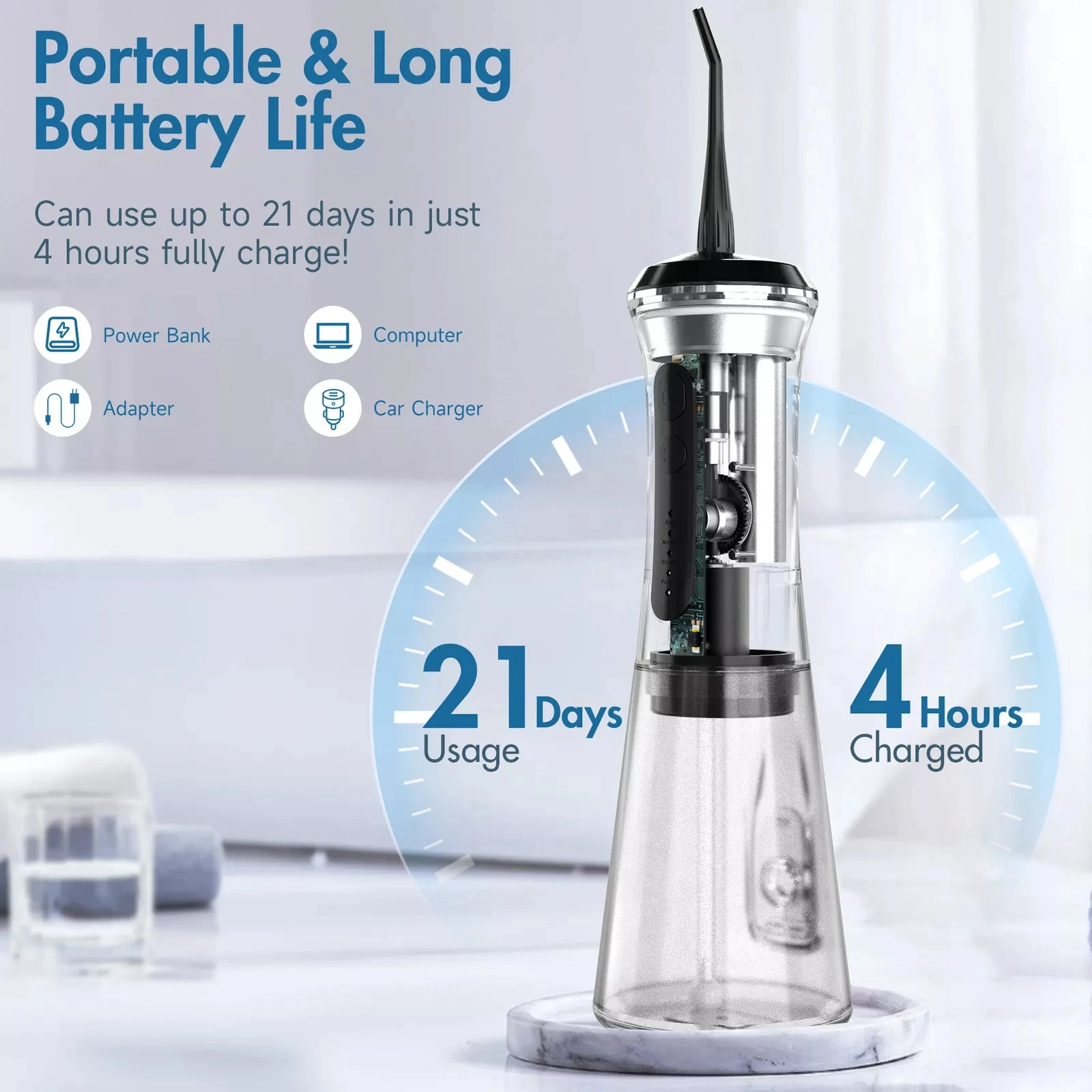 SEJOY C12 irrigador Dental de agua, limpiador de dientes recargable por USB, portátil, 5 modos, IPX7, lavadora bucal